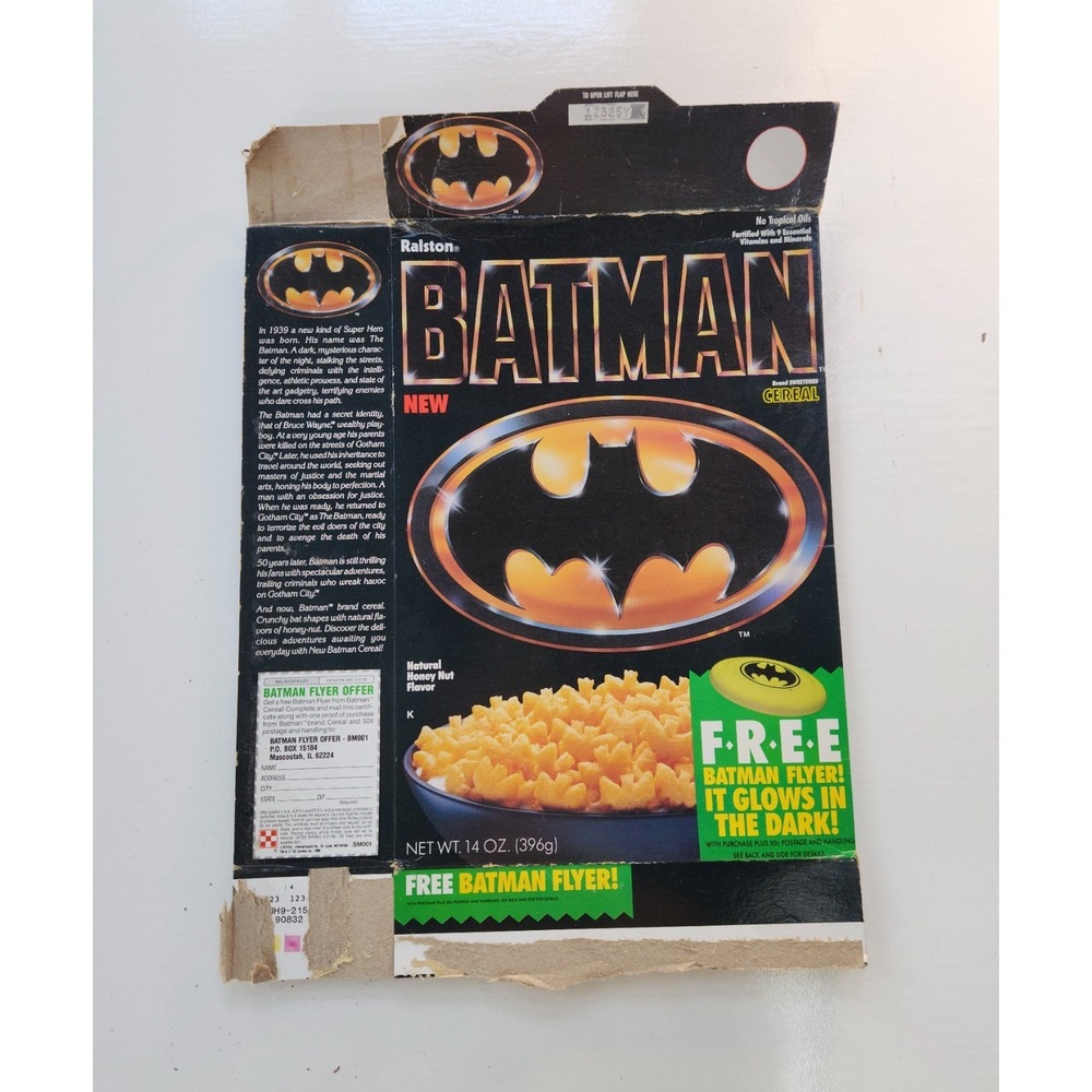 Vintage 1989 Ralston Batman Cereal Box DC Comics Super‎ Hero